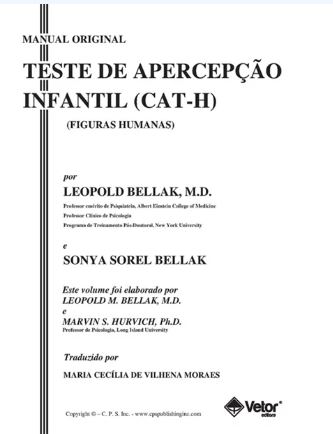 CAT-H Teste de ApercepÃ§Ã£o Infantil - Manual VOL. 1
